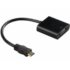 Конвертер mini HDMI (папа) на VGA(мама) 30cm, Black,4K / 2K, Пакет