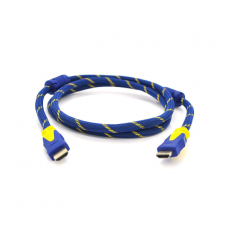 Кабель HDMI-HDMI 1.5m, v1.4, OD-8.0mm, 2 фильтра, оплетка, круглый Blue / Yellow, коннектор Blue / Yellow, (Пакет)