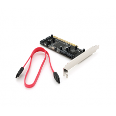 Контроллер PCI=>SATA 2.0, SIL3114, 1.5Gb / s, 4 порта внутренних, RAID, + кабель SATA, BOX