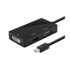 Конвертер mini Display Port (папа) на HDMI / VGA / DVI(мама) 30cm, Black, 4K / 2K, Пакет