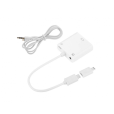 Конвертер MHL microUSB (папа) => VGA(мама) + Audio Jack3.5, 0.1м, White, BOX