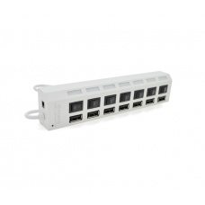 Хаб USB 2.0 7 портов с переключателями на каждый порт, White, 480Mbts High Speed, питание от USB, Blister