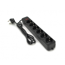 Мережевий подовжувач Gembird SP6, 220В 10А, 6 розеток, 1.8 м, Black
