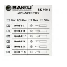 Жало для паяльника BAKKU BK-900M-T-D,silver, 4*6,3mm, мідь, гальванічне покриття, висока теплопровідність, швидке нагрівання, середній конус