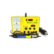 Паяльна станція BAKKU BK-909 цифрова індикація, паяльник + фен, з внутр. БЖ 0-15В 1А (320*298*238) 4,8 кг