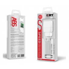 Набір 2 в 1 СЗУ With Micro-Usb Cable 110-240V MY-A101, 1 x USB, 5V / 5W, Output: 5V / 1A, White, Blister-box