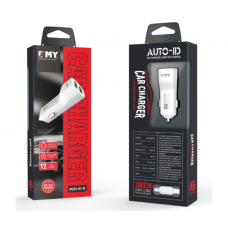Набір 2 в 1 АЗУ With Micro-Usb Cable DC12-24V MY-30, 2 x USB, 5V / 12W, Output: 5V / 2.4A, White, Blister- box