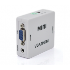 Конвертер Mini, VGA2HDMI, ВИХІД HDMI (мама), на ВХІД VGA (мама) 720P / 1080P, White, BOX