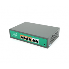 Комутатор POE SICSO 48V з 4 портами POE 100Мбіт + 2порт Ethernet (UP-Link) 100Мбіт, з посил. сигн. до 250м, корпус-метал, Silver, БП вбудований