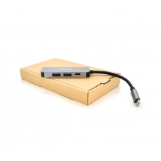 Хаб-конвертор VEGGIEG TC04 Type-C (тато) на Type-C (мама) + USB3.0 * 2 (мама) + HDMI (мама), 10 см, Silver, Box