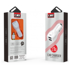 Набір 2 в 1 АЗУ With Iphone Cable DC12-24V MY-112, 2 x USB, 5V / 12W, Output: 5V / 2.4A, White, Blister- box