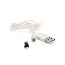 Магнітний кабель світиться USB 2.0 / Lighting, 1m, 2А, Silver, OEM