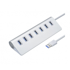 Хаб USB 3.0 алюминиевый, 7 портов, 20 см, поддержка до 2TB, Пакет