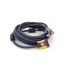 Кабель Merlion VGA 3 + 4 with shielding, 5m, male to male (тато-тато), 2 фериту, purple, Пакет