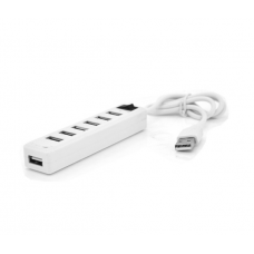 Хаб USB 2.0 7 портов, White, 480Mbts питание от USB, с выключателем, Blister