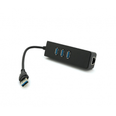 Хаб USB 3.0, 3 порта USB 3.0 + 1 порт Ethernet, Black, BOX