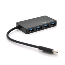 Хаб Type-C, 4 порта USB 3.0, до 5Gb / s, Black, Blister