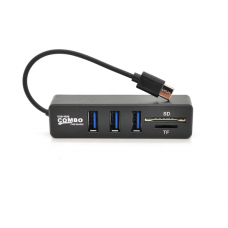 Хаб Type-C P3101, 3 порта USB 2.0 + SD / TF, 10 см, Black, Blister