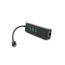 Type-C-хаб, 3хUSB 3.0 + 1 Gigabit Lan, Black, Box