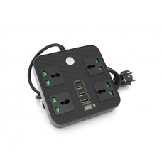Сетевой фильтр ТВ-Т90, 4 розетки + 3 USB, 2 м, сечение 3х0,75мм, 3000W, Black, Box