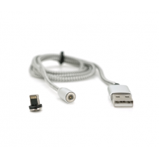 Магнітний кабель Ninja USB 2.0 / Lighting, 1m, 2А, індикатор заряду, тканинна оплетка, броньований, знімач, Silver, Blister-Box