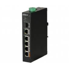 4-портовий POE комутатор Dahua з 1x SFP та 1x RJ45 (1000M) портами DH-PFS3106-4ET-60