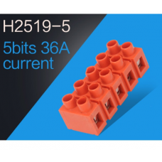 Клеммный блок H2519-5P 36A / 660V, материал медь, сечение провода 0.5-6мм2