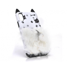 Накладка Кот пушистый хвост (смарт кольцо) iPhone X white