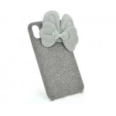 Накладка Пушистая Бантик iPhone X gray