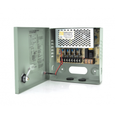 Імпульсний блок живлення 12V-5A / 4CH в боксі з замком перфорований, 4-х канальний