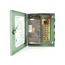 Імпульсний блок живлення 12V-10A / 9CH в боксі з замком перфорований, 9-ти канальний