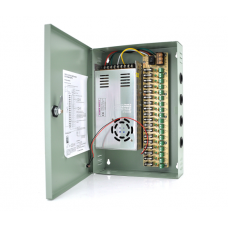 Імпульсний блок живлення 12V-30A / 18CH в боксі з замком перфорований, 18-ти канальний