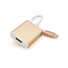 Конвертер Type-C (папа) на HDMI(мама) 10cm, GOLD, 4K / 2K, Пакет