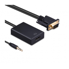Конвертер VGA to HDTV Adapter + Audio, Black, Full HD 1080P, Blister