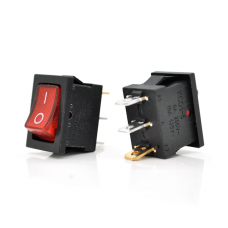 Переключатель ON-ON KCD1-102N, 250VAC / 6A, 3 контакта, Red