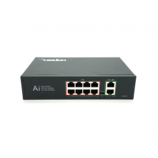 POE коммутатор Merlion 8 POE 10 / 100 + 2 RJ45 10 / 100 / 1000 + встроенный блок питания 52V 2.3A