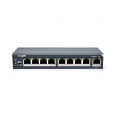 Коммутатор Hikvision DS-3E0309-E 8 портов 100Мбит + 1 порт Ethernet (UP-Link) 1000Мбит, блок пит 12V 1A в комплекте, корпус металл, BOX, (178*80*29)