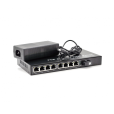 Комутатор POE із вбудованим SFP (B) 48V-57V, 8 портів PoE + 1 порт Ethernet FX 155 Мбіт / с (UP-Link) SC / FC / ST 1550nm, 802.3af, Black, БП у комплекті