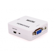 Конвертер Mini, HDMI to VGA, ВХОД HDMI(мама) на ВЫХОД VGA(мама), 720P / 1080P, White, BOX