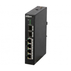4-портовий керований комутатор POE DH-PFS4206-4P-96 з 3 портами POE 100Мбіт + 1 порт POE 1000Мбіт + 2 порти SFP 1000Мбіт, 96Вт, 150x100x30 мм
