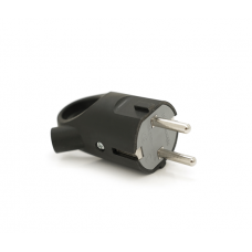 Вилка с заземлением угловая с кольцом, 16A 250V, A112B, Black