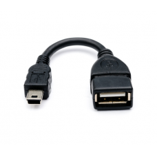 Кабель USB 2.0 AF / Mini-B OTG, 0,1m, черный