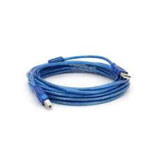 Кабель USB 2.0 RITAR AM / BM, 5.0m, 1 феррит, прозрачный синий
