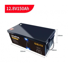 Літій-залізо-фосфатний акумулятор GEAR LiFePO4 12.8V 150AH (BMS-100A / 100A), (522x238x218), 17.5kg до 6000 циклів