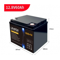 Литий-железо-фосфатный аккумулятор GEAR LiFePO4 12.8V 60AH (BMS-60A / 60A), (197x165x170), 5.5kg до 6000 циклов