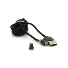 Магнитный кабель PiPo USB 2.0 / Lighting, 2m, 2А, тканевая оплетка, бронированный, съемник, Black, BOX