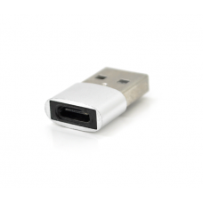 Переходник HOCO USB2.0(M) => Type-C(F), Silver, Пакет
