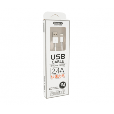 Кабель iKAKU YUANZHUANG charging data cable series for iphone, White, длина 1м, 2,4А, BOX