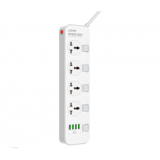 Мережевий фільтр LDNIO SC4408, 4 Розетки + 4 USB, 2 м, перетин 3х0,75мм, White, Box