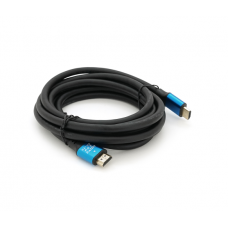 Кабель Merlion HDMI-HDMI 4Kx2K Ultra HD, 3.0m, v2,0, круглый Black, коннектор Blue, Blister-box